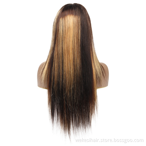 Customized Texture Long 40 Inches Honey Brown Highlight Color Cuticle Aligned Hair HD Lace Front Wigs